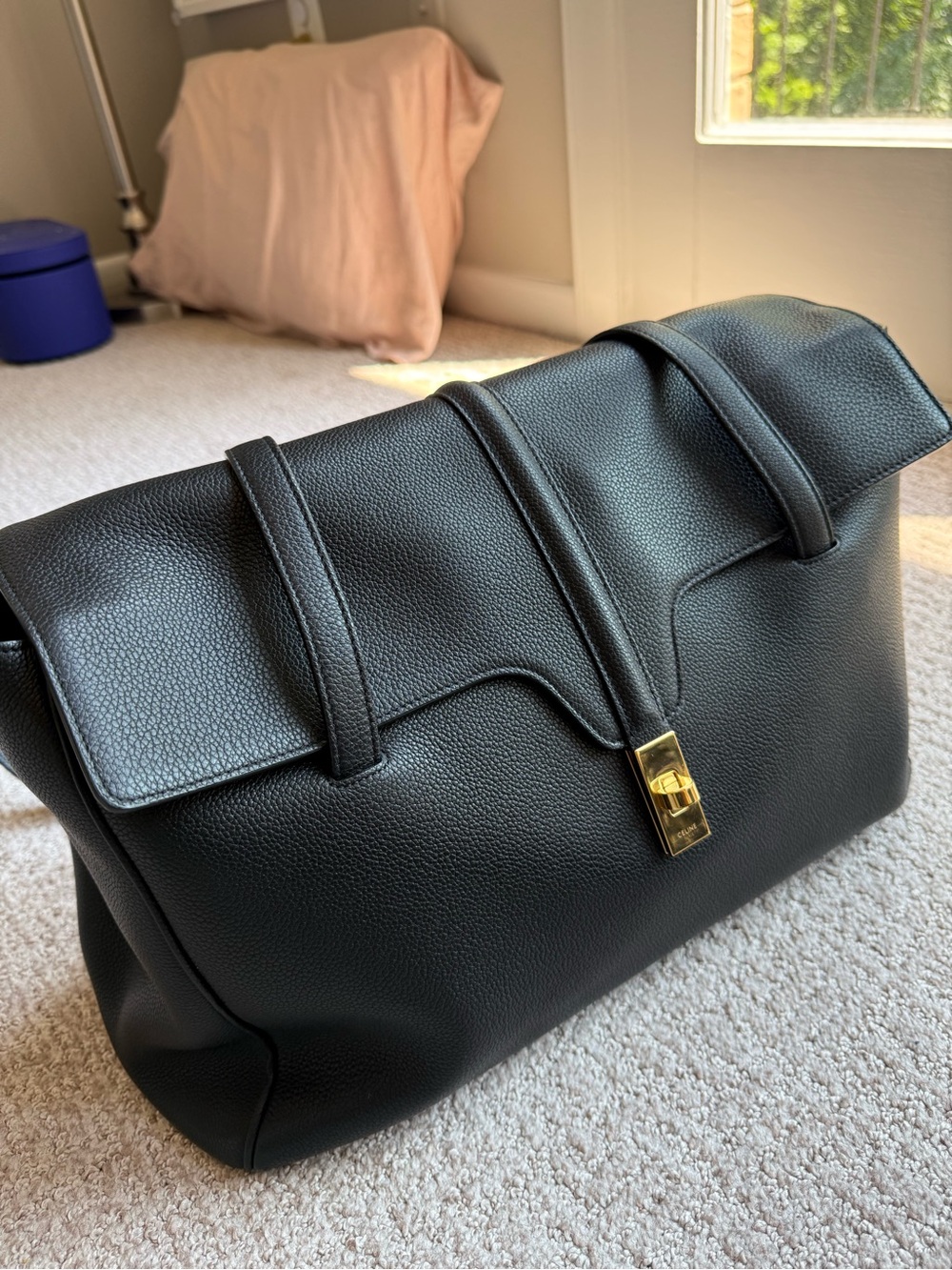 Celine Medium Soft 16 Bag in Black with Gold Hardware